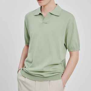 T-shirt à manches courtes personnalisé hommes été nouveau t-shirt POLO drapé de conception de couleur unie - Product Image 4