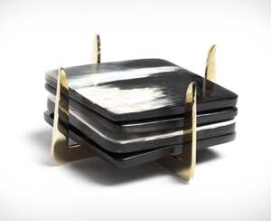 Juego de 4 posavasos de cuerno ecológicos de lujo hechos a mano, estilo rústico cuadrado, tapete de mesa clásico, diseño personalizado, artesanía artesanal Natural - Product Image 2