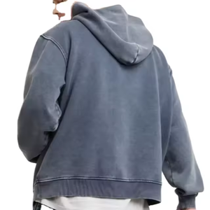 Sweat à capuche pour homme, 100% coton, coupe classique, manches longues, pour l'entraînement et la gym, avec logo imprimé personnalisé, effet délavé, collection hiver - Product Image 3
