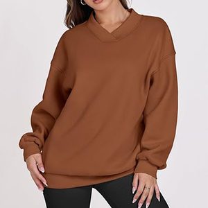 Sudaderas de Jersey de algodón unisex con hombros caídos y cuello en V Sudadera con capucha de gran tamaño para hombres y mujeres Conjuntos de otoño - Product Image 6