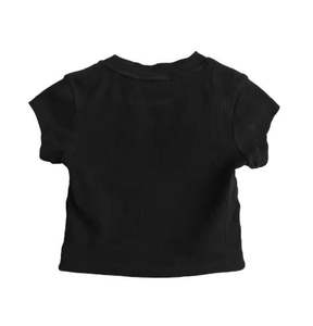 Camiseta corta personalizada, Tops cortos de manga corta para mujer, Top corto liso con logotipo personalizado, Camisetas básicas ajustadas, Tops cortos - Product Image 2