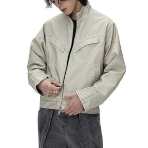 Chaqueta Bomber de Cuero Genuino para Hombre, Diseño Personalizado al por Mayor, Cuello Alto, Logotipo Repujado Vintage, Cierre de Cremallera - Product Image 1