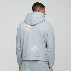 เสื้อฮู้ดดี้ผู้ชายสไตล์ใหม่ คุณภาพดี ขายดี สำหรับฤดูหนาว ผ้าฟลีซแบบดิสเทรส ดีไซน์จากโรงงาน ออกแบบอย่างเหมาะสม ความต้องการสูง ผ้าคอตตอนผสมพื้นฐาน - Product Image 2