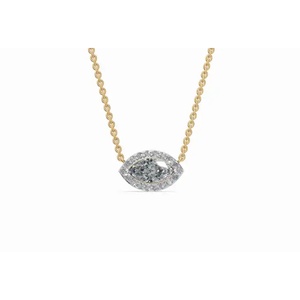 Pendentif exclusif pour vos yeux, halo marquise, diamant seul, 0,970 ct, diamant cultivé en laboratoire, bijoux fins, design éthique et luxueux - Product Image 5