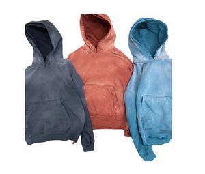 Top Show Streetwear Sudadera con capucha Algodón French Terry Vintage Logotipo personalizado Oversized Stone Wash Algodón mezclado Sudaderas con capucha desgastadas - Product Image 1