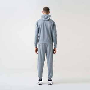 Ensemble de jogging en molleton technique gris haute performance pour homme, fermeture éclair, tenues décontractées, survêtement confortable uni pour homme - Product Image 2