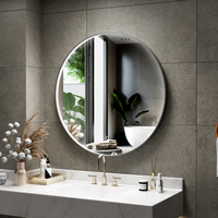 Promotion Usine : Miroir de Salle de Bain LED Rond à Cadre en Aluminium, Rétroéclairé, 3 Couleurs Dimmables, Interrupteur Tactile, Câblage Prêt à l'emploi, Expédition Immédiate, 60-80cm