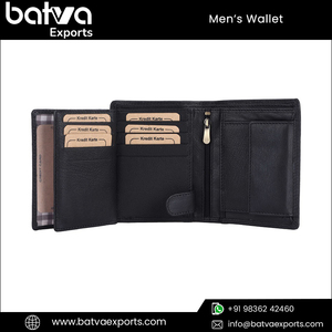 Men's Bi-Fold Luxury RFID Protected <strong>Wallet</strong> New Fashionable Short Design Custom Logo Goat Nappa Leather Cotton <strong>Lining</strong> Wholesale - Product Image 3