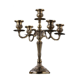 Candelabro de metal de 3 brazos, candelabro chapado en oro, decoración de mesa de boda - Product Image 5