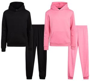 Conjunto Deportivo para Niñas, Sudadera con Capucha y Pantalones Jogger de Forro Polar Transpirable y Ecológico, Cierre con Cordón, Ropa Casual de Calle para Invierno - Product Image 1