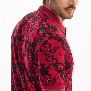 เสื้อโปโลผ้าฝ้าย100% สำหรับผู้ชายทรงหลวมพิมพ์ลายขนาดพลัสไซส์ที่หรูหราสำหรับผู้ชาย - Product Image 4