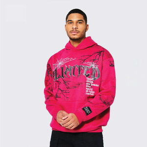 <b>Pink</b> Halloween Tall Oversized Skull Graphic <b>Hoodie</b> Casual Streetwear 100% Cotton Heavyweight Hoodies <b>Men</b> Halloween Edition Wear - Product Image 1