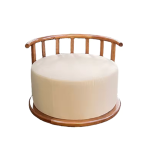 Sofá redondo de lujo Premium con marco de madera maciza de teca para jardín y sala de estar sofá nórdico precio al por mayor - Product Image 1