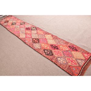 2.3x12.8 ft Turkish Rug, Herki Rug, <b>Red</b> Moroccan Rug <b>Wool</b> - Product Image 3