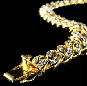 Elegant 13MM Yellow Gold <b>Moissanite</b> <b>Bracelet</b> & <b>Bangle</b> Diamond Cuban Link for Wedding & Gift Ideas - Product Image 4