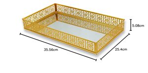 Bandeja decorativa para servir café con espejo elegante Venta caliente Forma hecha Espejo de alta calidad y mesa de metal decorativa para bodas - Product Image 5