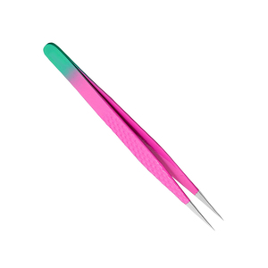 Pink <b>Paper</b> Coated Handle Eyelash Tweezers Pointed Tip Metal Steel Pedicure Eye Lash Tweezers For Women's And Men's - Product Image 3