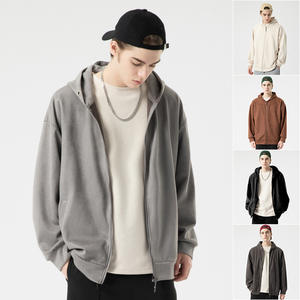 Hiver Nouveau sweat à capuche en daim avec fermeture éclair personnalisée Sweatshirts à capuche et sweatshirts pour hommes Marron Veste à capuche zippée de très haute qualité - Product Image 3