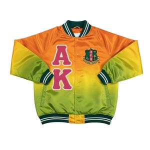Veste bomber universitaire en satin OEM Alpha Kapa Alpha AKA, couleur dégradée, sororité grecque, approvisionnement en vrac - Product Image 5