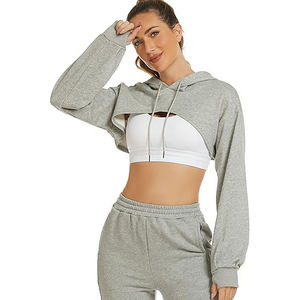 Sudadera Corta con Capucha para Mujer, Estilo Chic, Sexy, de Manga Larga, de Algodón, Ropa de Calle, Top Informal y Cómodo - Product Image 2