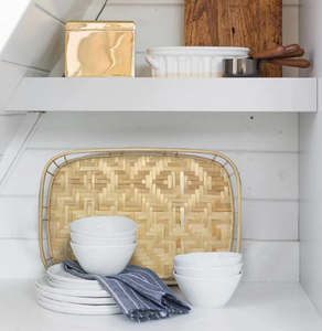 Plateau de service en bambou fait main Boho panier tissé rectangulaire naturel pour la cuisine ou la salle de bain, thé, café, décoration intérieure, vente en gros - Product Image 5