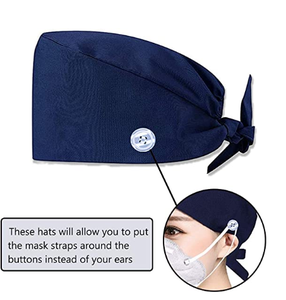 Blue Patterned Unisex <b>Scrub</b> <b>Cap</b> with Nature Print for Hospital Use Cotton Polyester Woven Fabric Seamless Fusing - Product Image 6