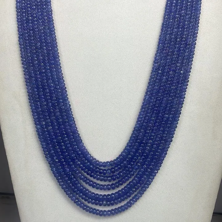 Best Selling100% Natural Loose Gemstone Beads Good Quality Hand Cut Natural Tanzanite Smooth Rondelle Beads For Jewelry making