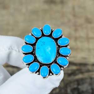 Anillo de compromiso de piedras preciosas naturales hechas a mano de Plata de Ley 925 turquesa regalo de Festival certificado IGI para mujeres - Product Image 5