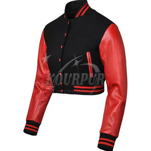 Veste universitaire recadrée de style vintage pour femmes Logo personnalisé respirant à prix raisonnable fait en coton de peau de mouton brut en gros - Product Image 2