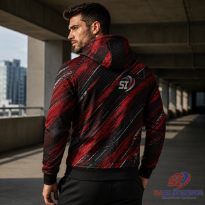 Vente en gros de sweats à capuche graphiques personnalisés Crimson Carbon avec fermeture éclair intégrale, streetwear, sweat-shirt, veste de mode OEM ODM, fabricant de logos - Product Image 5