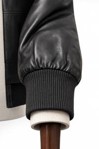 Veste en cuir noir vintage pour homme de qualité supérieure, style urbain, col montant, imperméable, séchage rapide, respirante, véritable cuir sur le devant - Product Image 5