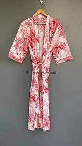 Robe de bain en coton à imprimé Jungle, faite à la main, Robe de maison pour femmes, vêtements de maternité, mariage prêt, Kimono, vêtements de plage - Product Image 6