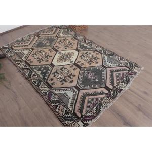 Tapis turc vintage 4,3x6,1 pi (132x186 cm), tapis rayé marron - Product Image 3