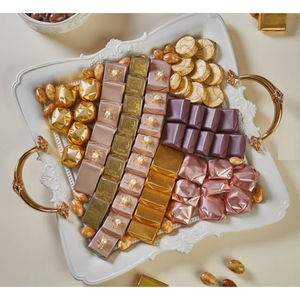 Plateau de service au chocolat en métal blanc de qualité supérieure Design fantaisie bonbons au chocolat servant un plateau à Dessert bonbons - Product Image 6