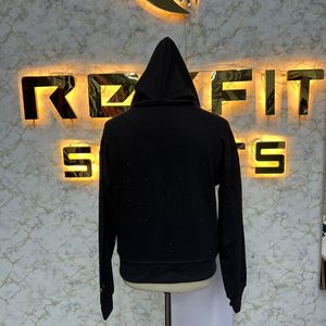 Meilleure vente de qualité pure sweat à capuche zippé fabriqué en usine strass veste zippée lavage à l'acide vintage lavé hommes polaire streetwear à capuche - Product Image 3