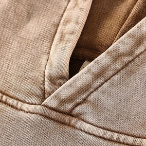Sweat à capuche pour homme en coton lourd 100% rétro délavé à l'acide personnalisé 300GSM - Product Image 2