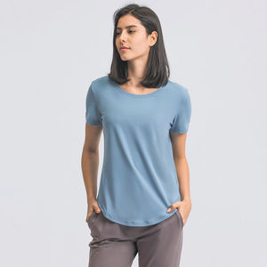 Camiseta Deportiva de Alta Calidad, Linda, Transpirable, de Verano, de Color Liso, de Manga Corta, para Entrenamiento, Yoga, Fitness, Unisex, Larga hasta la Cadera, para Gimnasio - Product Image 6