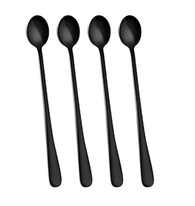 Cuchara de cubiertos de acero con espejo, negro mate, superventas, precio de fábrica, cubiertos para restaurante, cuchara de postre de 6 piezas - Product Image 4
