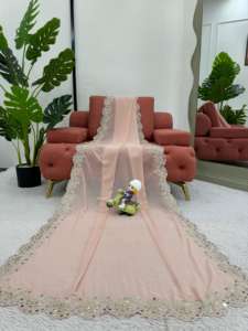 Hermoso Sari de diseñador con codificación y secuencia con trabajo de espejo real - Product Image 4