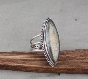 Pyrite Marquise Gemstone <b>Ring</b> for Women 925 Sterling Silver Handmade <b>Statement</b> <b>Ring</b> Elegant Jewelry Anniversary Gift - Product Image 2