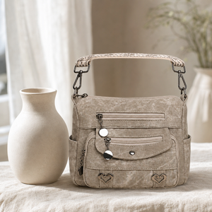 Women's Crossbody <b>Bag</b> <b>Woven</b> Fabric Multi Pocket Shoulder <b>Bag</b> with Patterned Strap - Product Image 3
