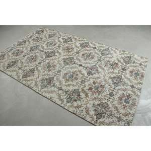 Alfombra Turca Vintage, Alfombra de Lana a Rayas Blancas de 4.6x7.7 pies (139x234 cm) - Product Image 2