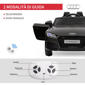 Coche Eléctrico para Niños HOMCOM 3-5 Años AUDI TT con Mando a Distancia, Puertas con Apertura y Faros LED, Negro - Product Image 5