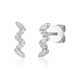 Mixed Shape Geometric Stud <b>Earrings</b> with Diamond Turquoise Zircon 14k/18k Gold Rose Gold Plated Trendy <b>Cute</b> Style for Engagement - Product Image 1