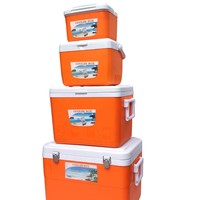 Vente en gros de coffres à glaçons isolés modernes, capacité de 5L 13L 26L 45L, capacité en plastique bleu orange sans danger pour les aliments pour le stockage à l'extérieur