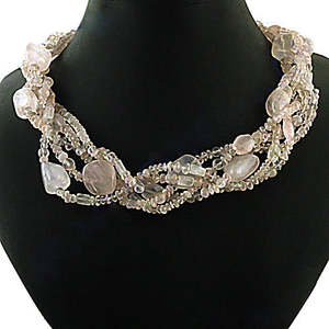 Collier multi-brins en quartz rose pour femme, bijou religieux classique et tendance en cuivre, idéal pour les fêtes et les cadeaux - Product Image 2