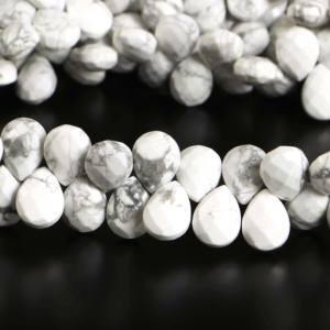 Perles en howlite naturelle facettées en forme de poire, perles en howlite blanche pour la fabrication de bijoux, fournitures par un fabricant indien en vrac - Product Image 6