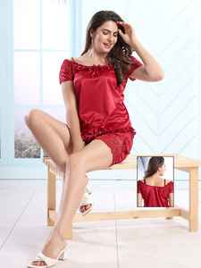 Camisón de satén de verano, ropa de dormir sexy y erótica para mujer, vestido de encaje de seda de hielo de verano, ropa de casa de color sólido - Product Image 5