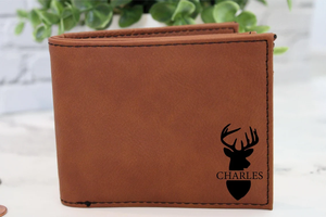 Portefeuille à rabat en cuir PU gravable au laser avec affichage d'identité, personnalisé pour homme, en cuir végétalien, gravé Mineti MLAW CN - Product Image 2