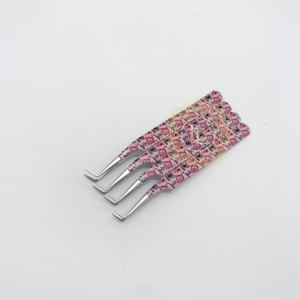 Pince à épiler de revêtement de papier personnalisée à pointe en fibre solide 90 degrés pointe en argent pince à épiler à manche lisse pince à cils étiquette personnalisée - Product Image 6